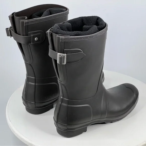 Hunter Original Short Boot Matte Black Waterproof Fisherman Fall Winter Rain 10 - Picture 6 of 15